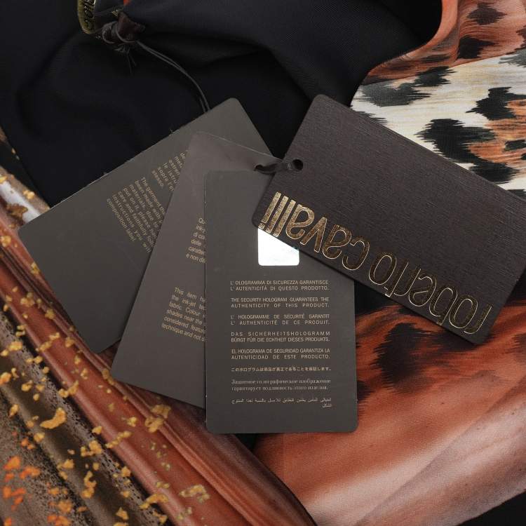 Pre Owned Roberto Cavalli Multicolor Animal Print Stretch Crepe Piercing Draped Midi Dress L