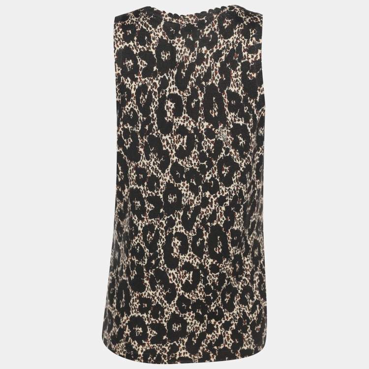 Pre Owned Roberto Cavalli Multicolor Animal Print Wool Blend Sleeveless Tops M