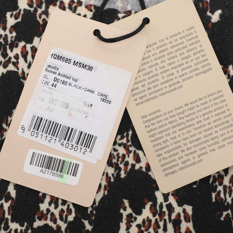 Pre Owned Roberto Cavalli Multicolor Animal Print Wool Blend Sleeveless Tops M