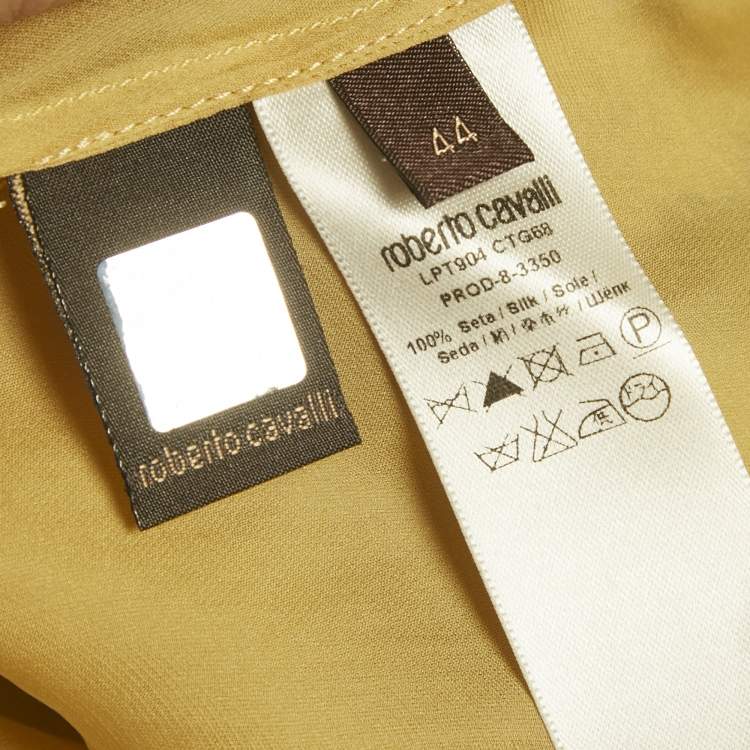 Pre Owned Roberto Cavalli Brown Leopard Print Silk Mini Dress M