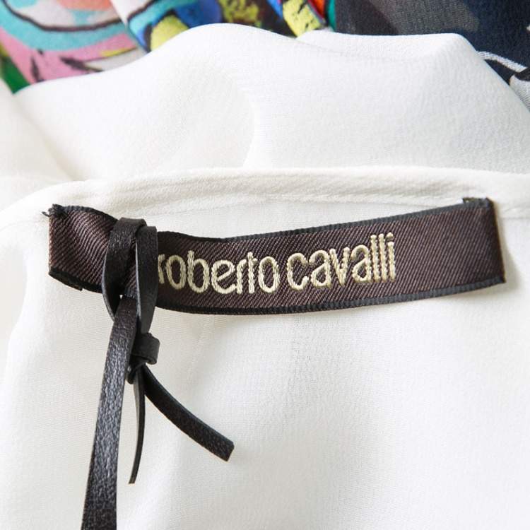Pre Owned Roberto Cavalli Multicolor Floral Printed Silk Kaftan Top S