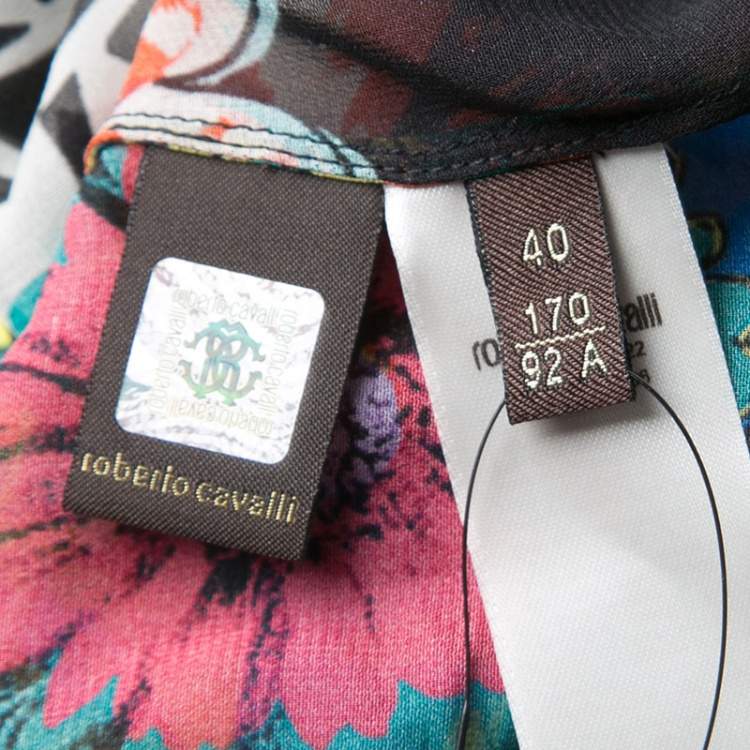 Pre Owned Roberto Cavalli Multicolor Floral Printed Silk Kaftan Top S
