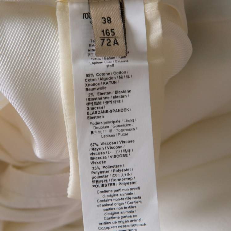 Pre Owned Roberto Cavalli Firenze White Cotton High Waist Straight Fit Pants S