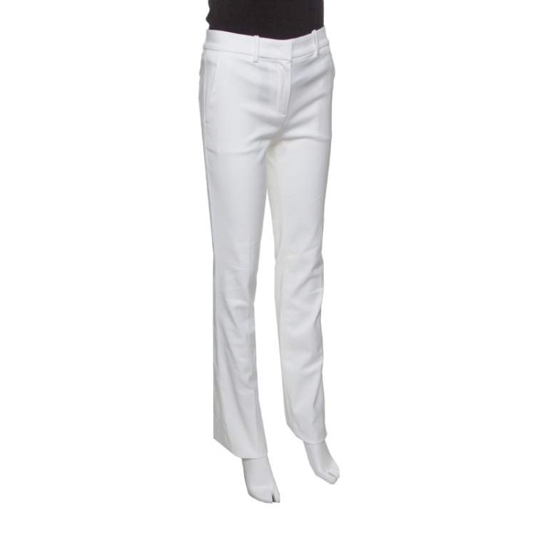 مملوكة مسبقًا Roberto Cavalli Firenze White Cotton High Waist Straight Fit Pants L