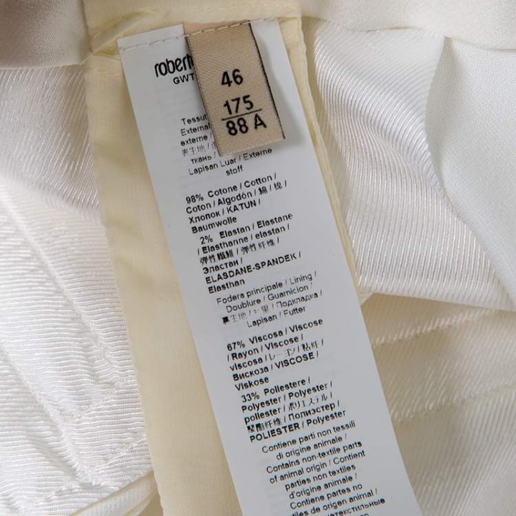 مملوكة مسبقًا Roberto Cavalli Firenze White Cotton High Waist Straight Fit Pants L