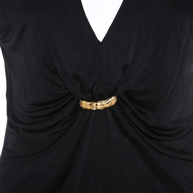 Pre Owned Roberto Cavalli Black Knit Brooch Detail Sleeveless Top M
