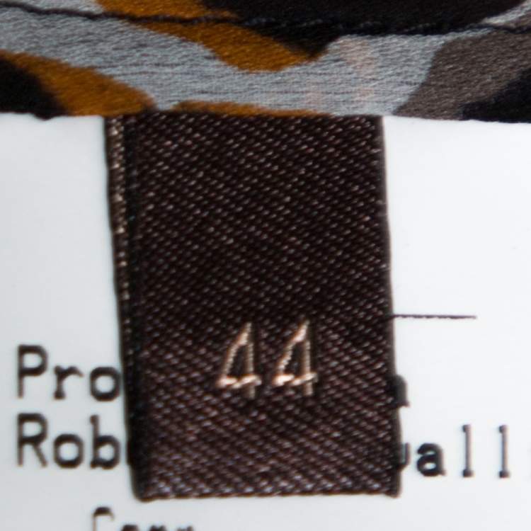 Pre Owned Roberto Cavalli Brown & White Animal Print Silk Maxi Dress M
