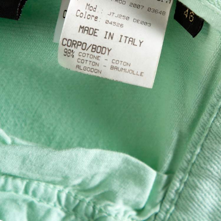 Pre Owned Roberto Cavalli Light Green Denim Straight Leg Jeans L