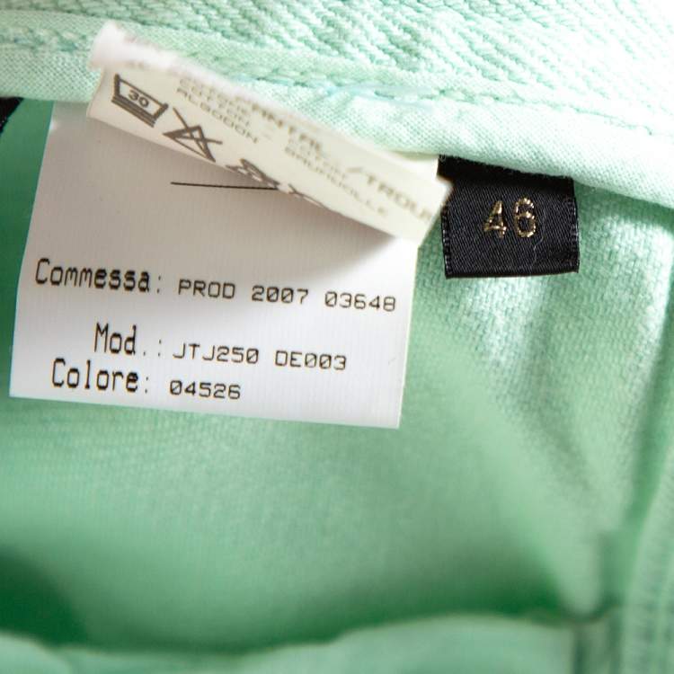 Pre Owned Roberto Cavalli Light Green Denim Straight Leg Jeans L