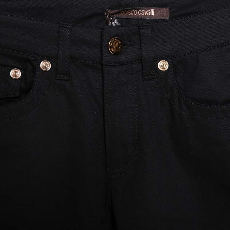 Pre Owned  Roberto Cavalli Black Stretch Cotton Flared Pants S