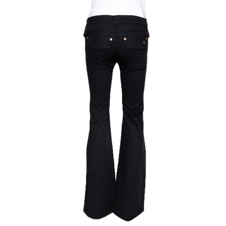 Pre Owned  Roberto Cavalli Black Stretch Cotton Flared Pants S