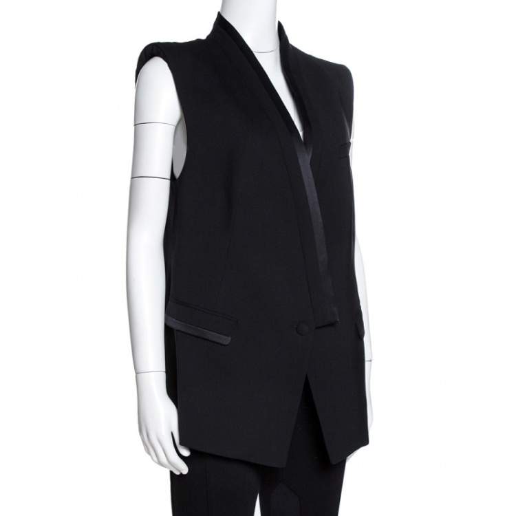 مملوكة مسبقًا Roberto Cavalli Black Stretch Wool A-Line Vest L