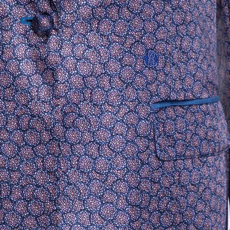 Pre Owned Roberto Cavalli Purple Floral Print Silk Tailored Jacket L