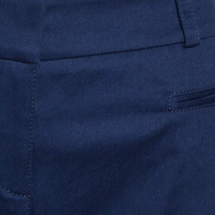 Pre Owned Roberto Cavalli Dark Blue Stretch Cotton Bootcut Trousers L