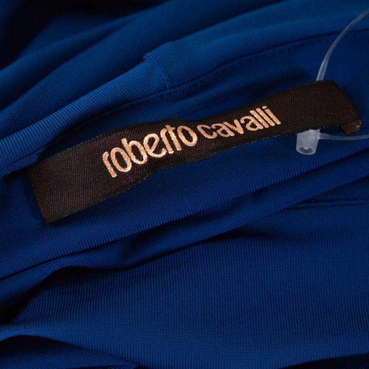 Pre Owned Roberto Cavalli Royal Blue Jersey Brooch Detail Shift Dress M