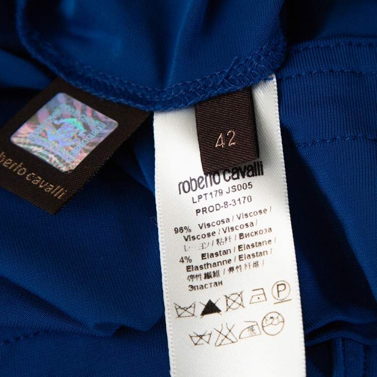 Pre Owned Roberto Cavalli Royal Blue Jersey Brooch Detail Shift Dress M