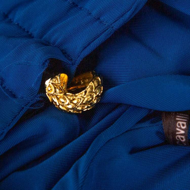 Pre Owned Roberto Cavalli Royal Blue Jersey Brooch Detail Shift Dress M