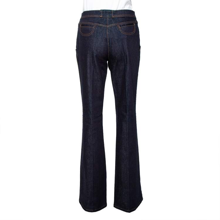 Pre Owned Roberto Cavalli Indigo Denim Chain Detail Flared Jeans M