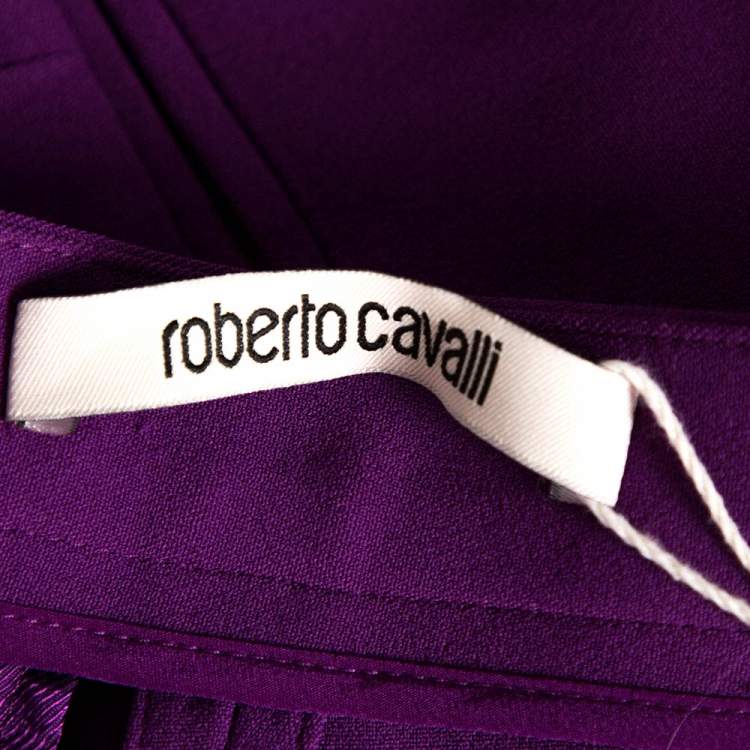 مملوكة مسبقًا Roberto Cavalli Purple Wide Leg Trousers L