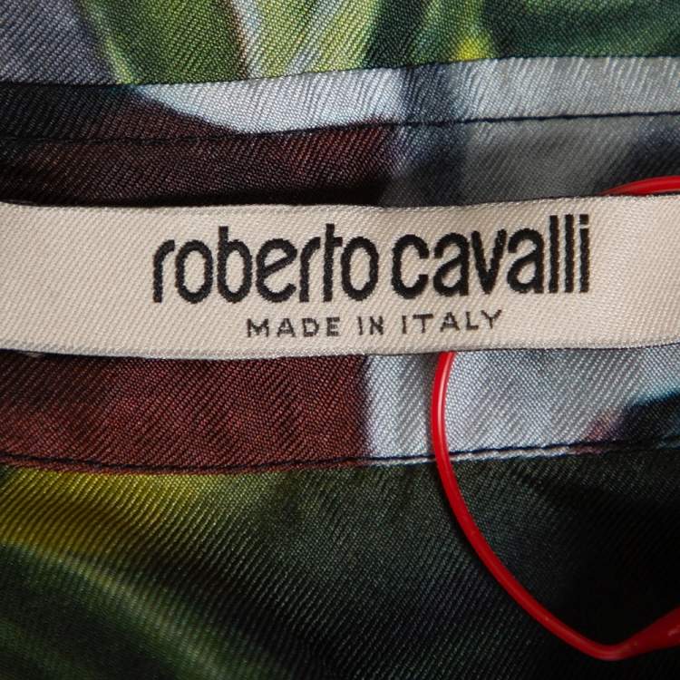 Pre Owned Roberto Cavalli Multicolor Heritage Jaguar Printed Silk Button Front Shirt XL
