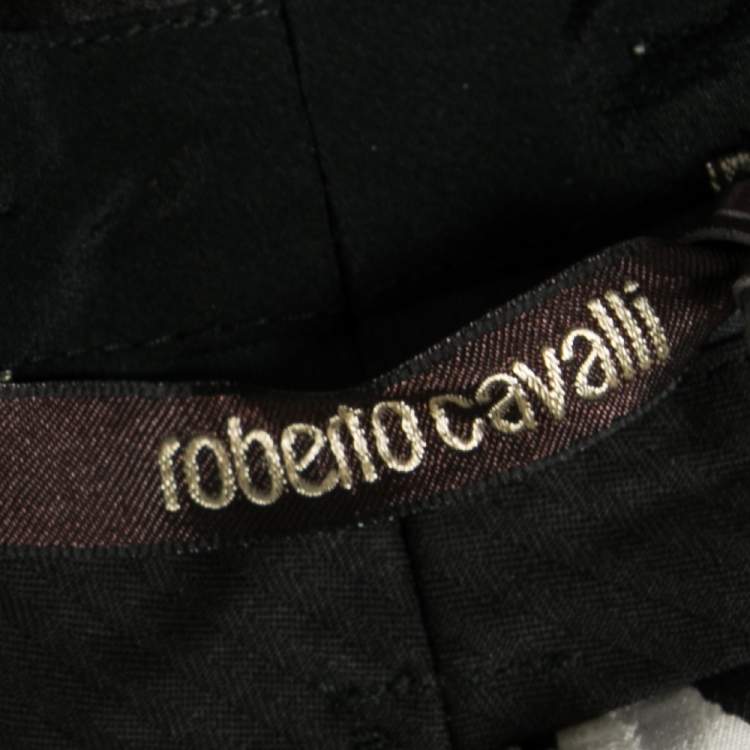 Pre Owned Roberto Cavalli  White and Black Zebra Printed Pleated Silk Shorts M
