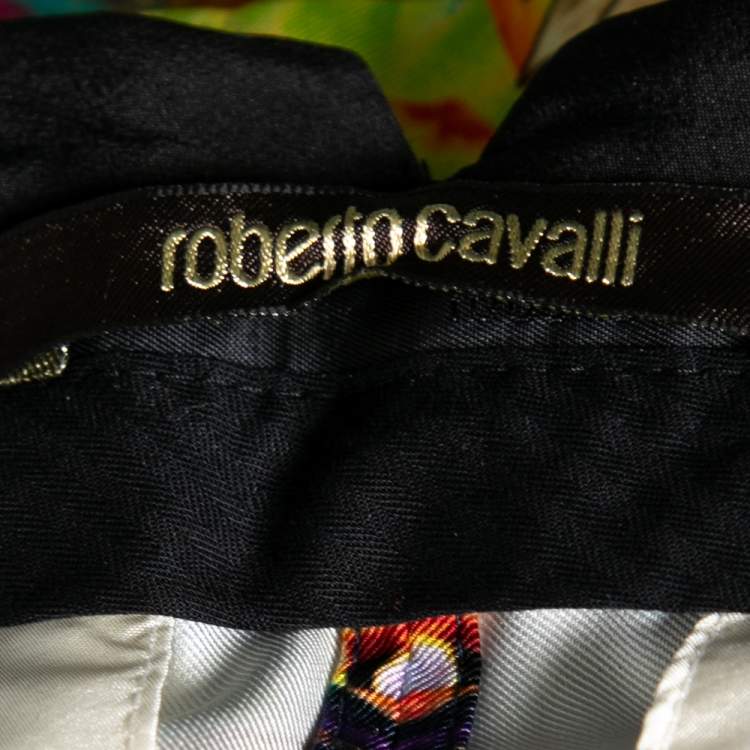 Pre Owned Roberto Cavalli Multicolor Printed Silk Trouser M