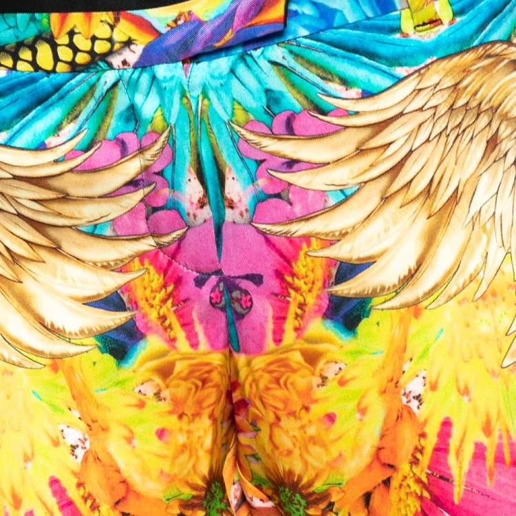Pre Owned Roberto Cavalli Multicolor Printed Silk Trouser M