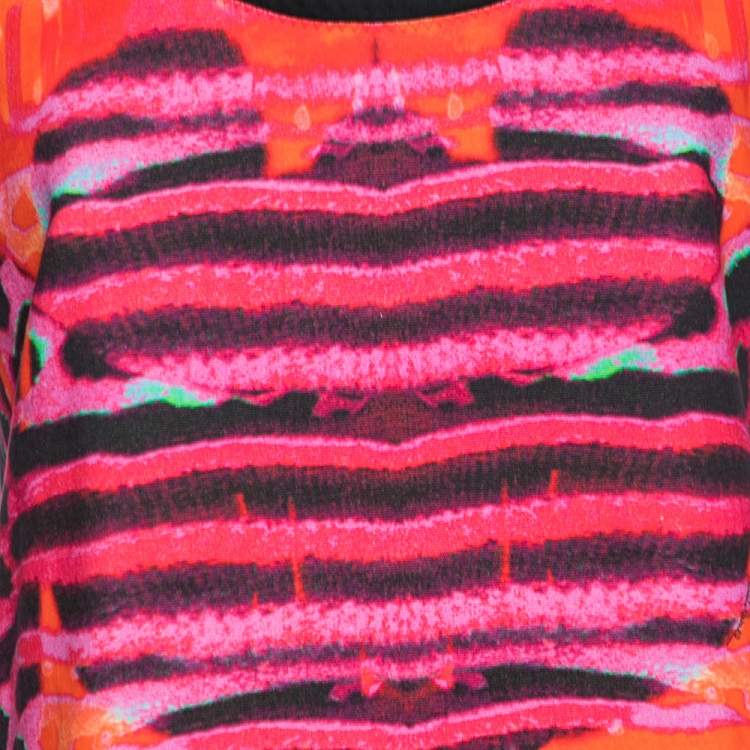 Pre Owned Roberto Cavalli Multicolor Printed Cotton Embellished Sleeveless Dress M