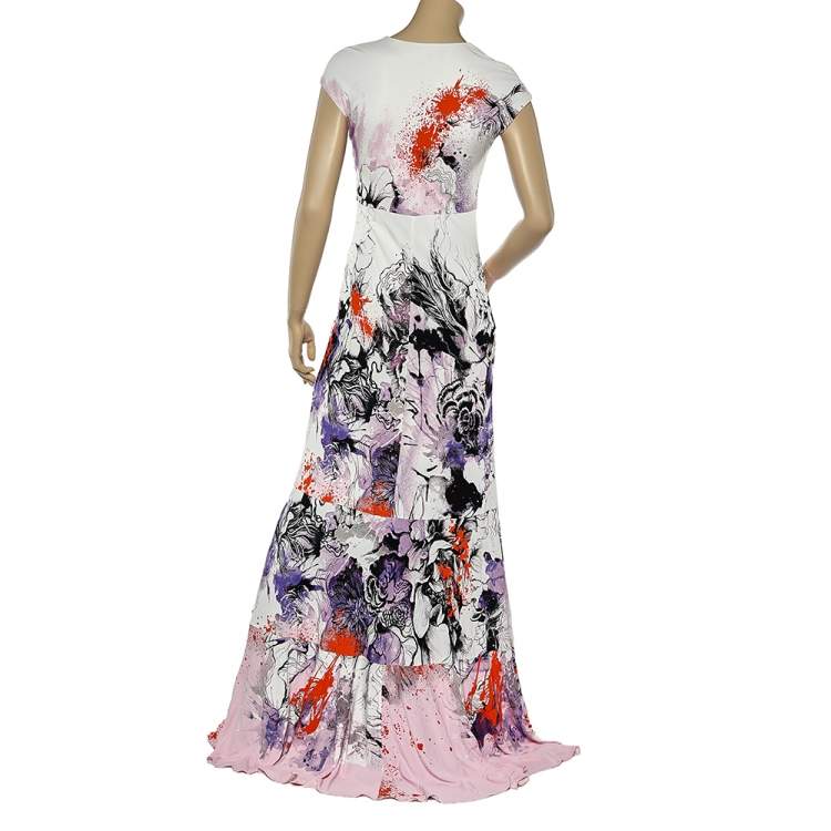 Pre Owned Roberto Cavalli Multicolor Printed Jersey Maxi Dress S