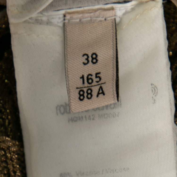 Pre Owned Roberto Cavalli Metallic Bronze Lurex Rib Knit Dress S