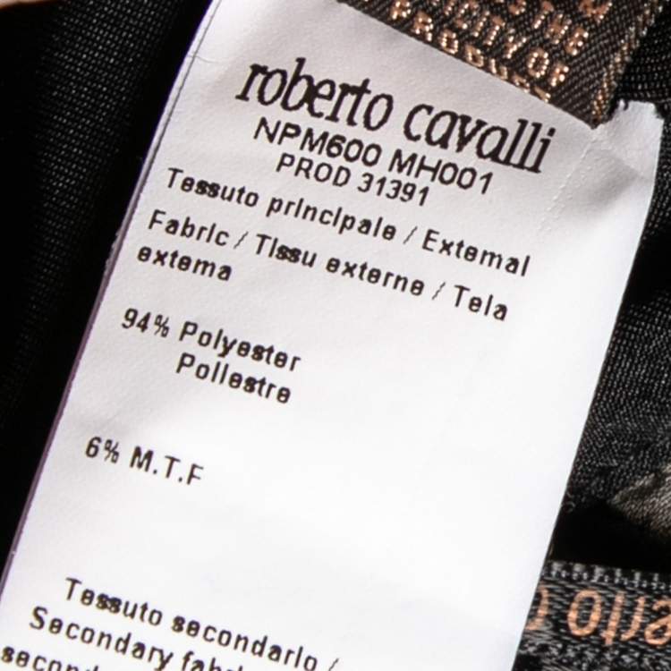 مملوكة مسبقًا Roberto Cavalli Green and White Silk Animal Print Draped and Pleated Maxi Dress L