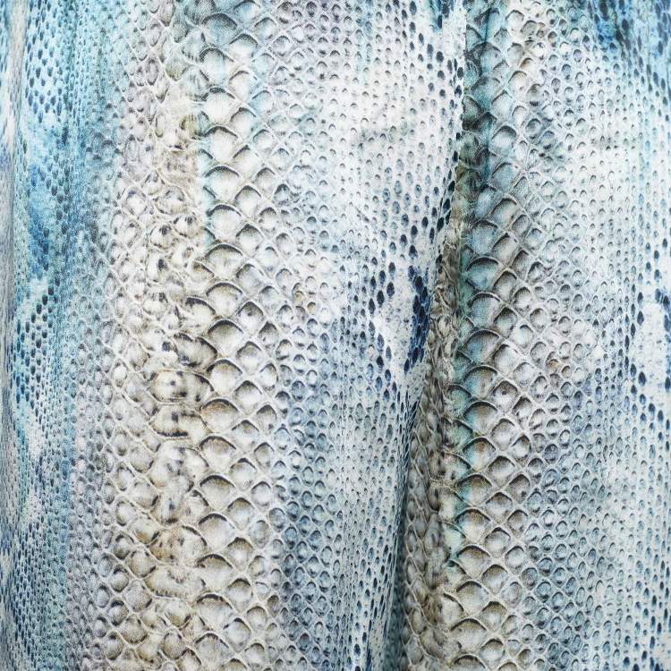 Pre Owned Roberto Cavalli White/Blue Animal Print Silk Trouser M