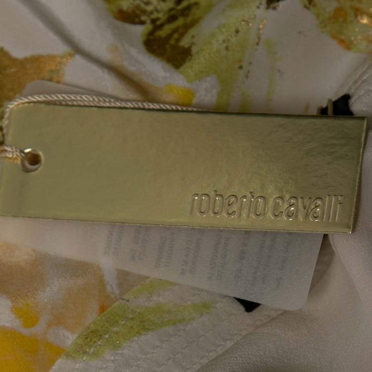 مملوكة مسبقًا Roberto Cavalli Yellow Floral Printed Silk Skirt S