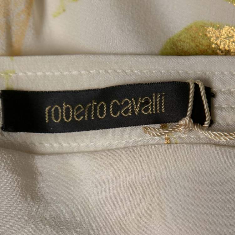 مملوكة مسبقًا Roberto Cavalli Yellow Floral Printed Silk Skirt S