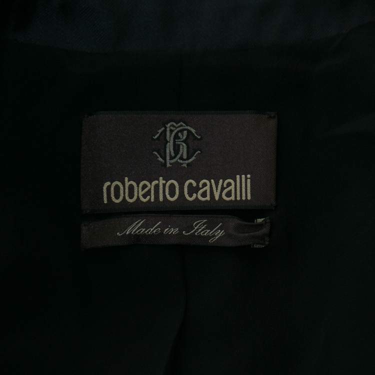 مملوكة مسبقًا Roberto Cavalli Blue Printed Silk Single Breasted Blazer M