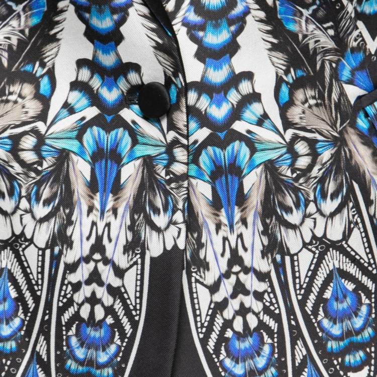مملوكة مسبقًا Roberto Cavalli Blue Printed Silk Single Breasted Blazer M