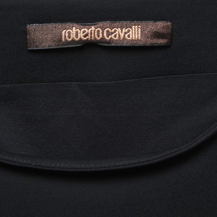 Pre Owned Roberto Cavalli Black Jersey Pleated Mini Skirt S