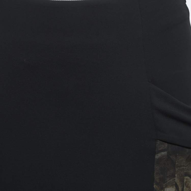 Pre Owned Roberto Cavalli Black Jersey Pleated Mini Skirt S