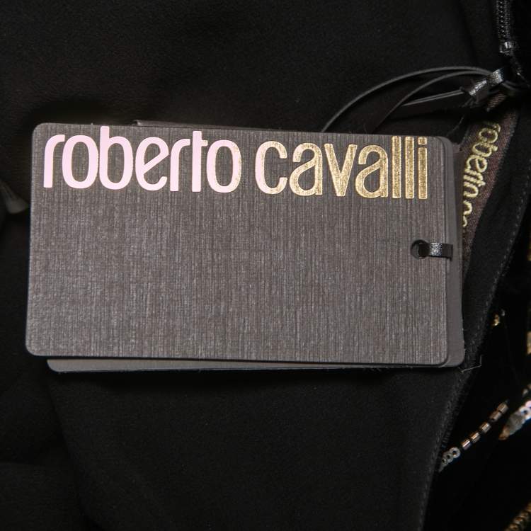 مملوكة مسبقًا Roberto Cavalli Black Firework Embellished Velvet Mini Dress M