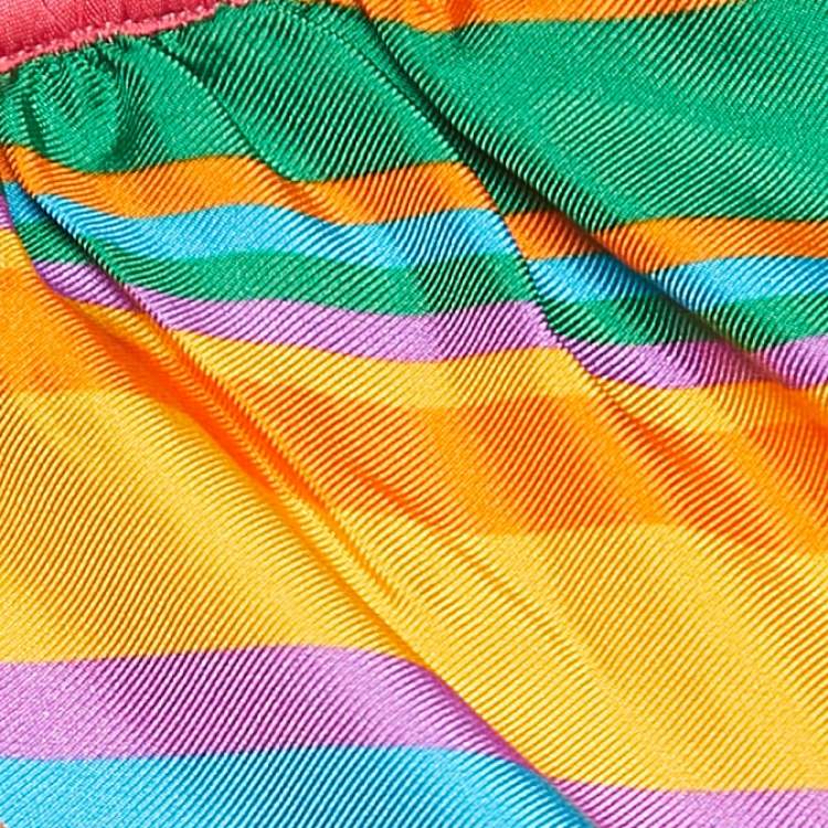 Pre Owned Roberto Cavalli Multicolor Striped Silk Wrap Top One Size
