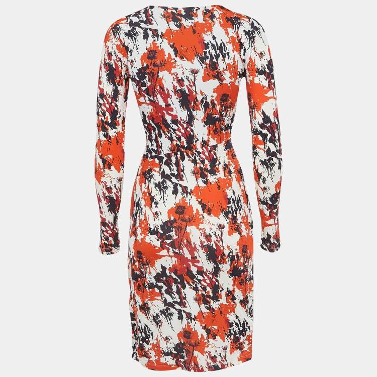 Pre Owned Roberto Cavalli Multicolor Abstract Print Jersey Draped Midi Dress S