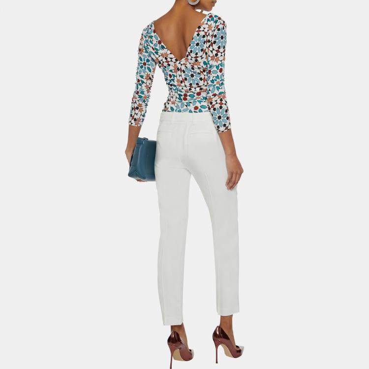 Pre Owned Roberto Cavalli White Viscose Trousers Size 46