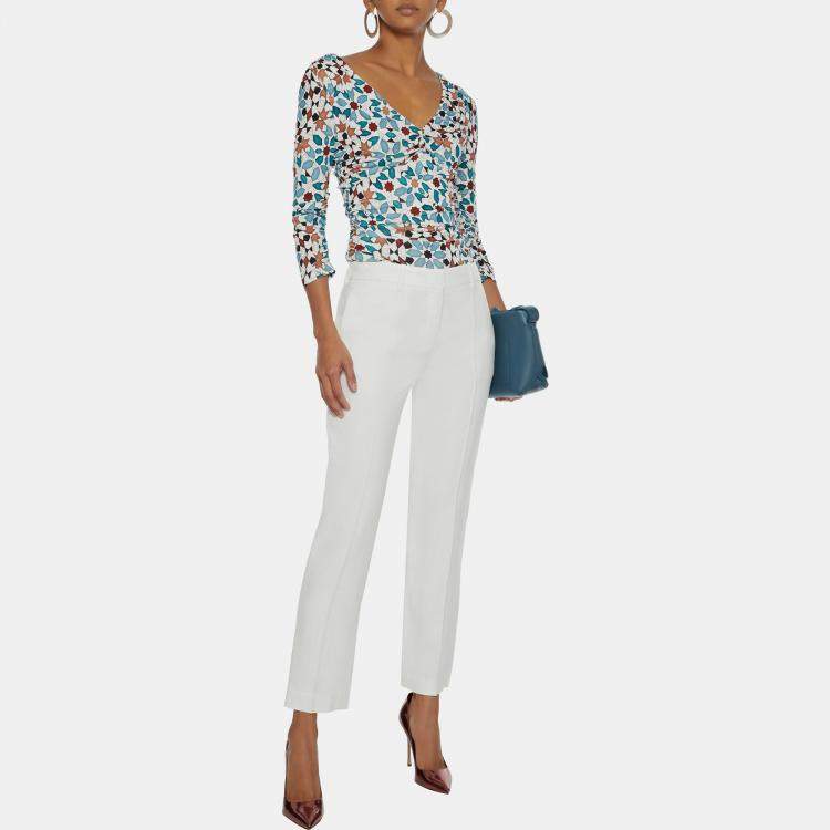 Pre Owned Roberto Cavalli White Viscose Trousers Size 46