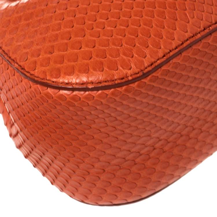 Pre Owned Roberto Cavalli Orange Python Secchiello Mini Bag
