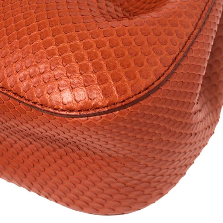Pre Owned Roberto Cavalli Orange Python Secchiello Mini Bag
