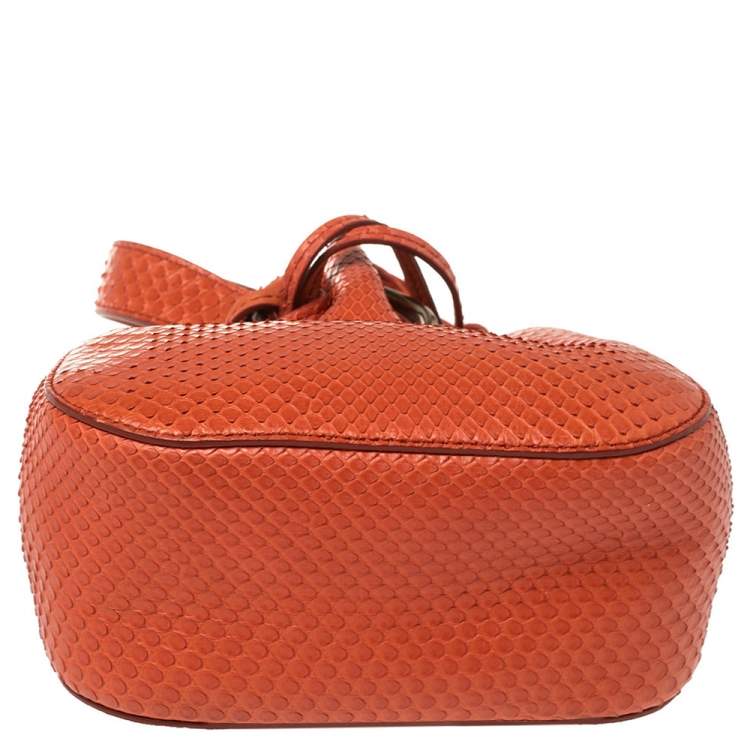 Pre Owned Roberto Cavalli Orange Python Secchiello Mini Bag
