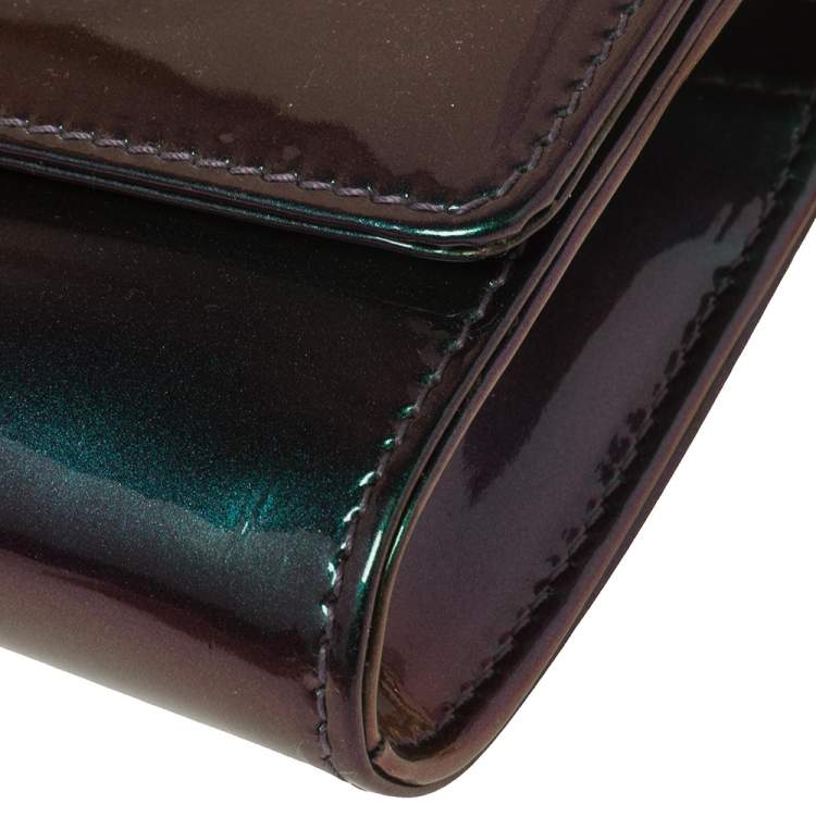 Pre Owned Roberto Cavalli Metallic Purple/Green Patent Leather Clutch
