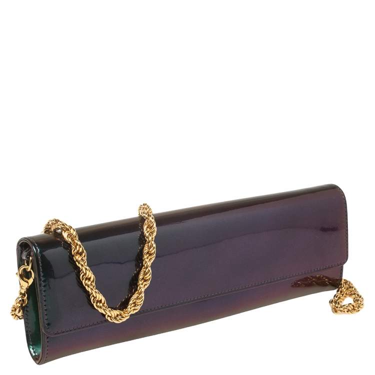 Pre Owned Roberto Cavalli Metallic Purple/Green Patent Leather Clutch