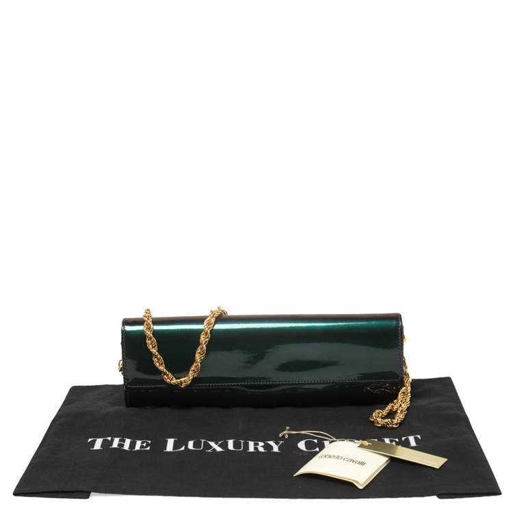 Pre Owned Roberto Cavalli Metallic Purple/Green Patent Leather Clutch