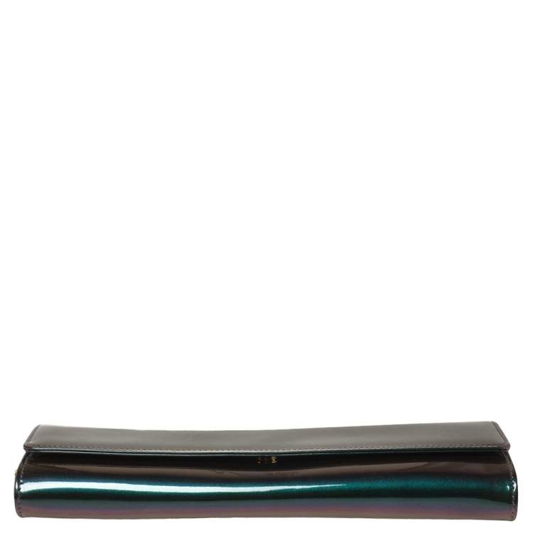 Pre Owned Roberto Cavalli Metallic Purple/Green Patent Leather Clutch